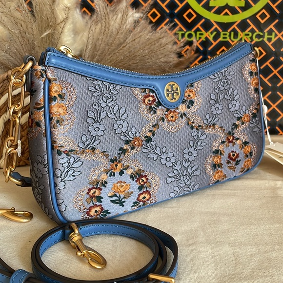 New✨tory burch T monogram brocade studio crossbody bag - Picture 3 of 16